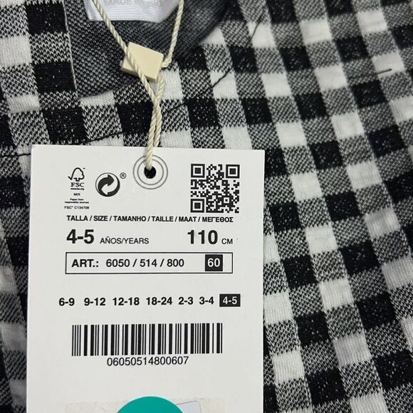 ZARA Kids | Black & White | TEXTURED PLAID DRESS - Picture 4 of 4